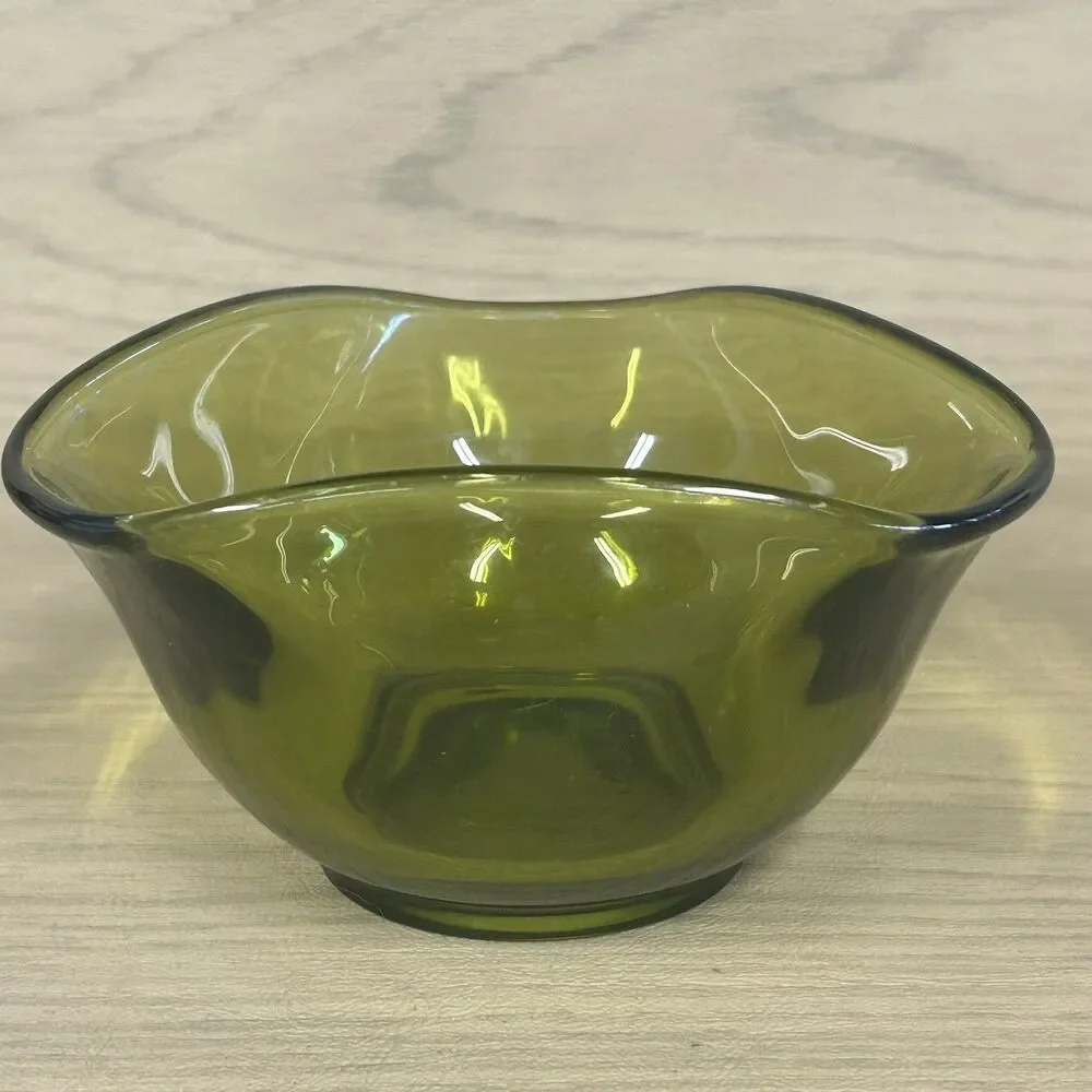 Indiana Glass Avocado Green “Tri-Top” Dip Bowl 1960’s 1970’s Replacement